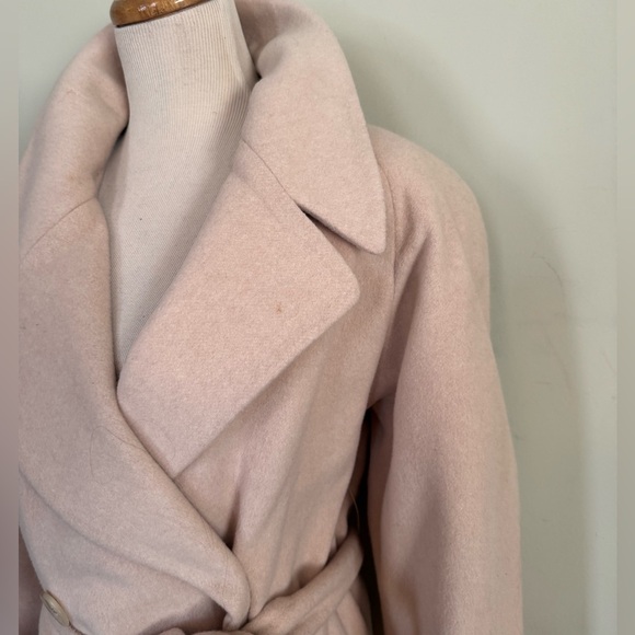 [Evan Picone] Vintage Cream Maxi Wool and Cashmere Blend Belted Coat Sz: 10P - Picture 15 of 16